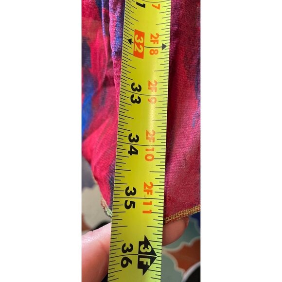 Dor Dor Couture Multicolor Hi Lo Hem Artsy Sheer Tunic Blouse Top Sz XL - Picture 11 of 11